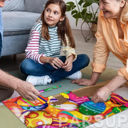 Miniatura 7 de Rompecabezas de Pascua con póster de referencia 1:1, rompecabezas festivos para adultos y niños - 500 piezas, juegos educativos con huevos
