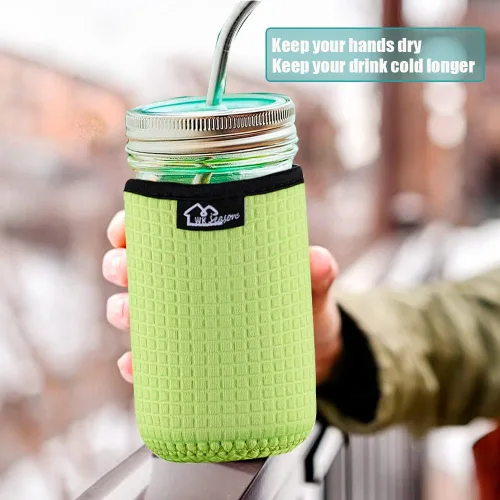 Miniatura 5 de WKieason - Funda de neopreno para tarro de masón de boca regular de 16 onzas, fundas para tarros de 16 onzas, funda para boca regular