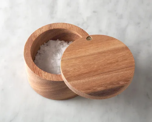 Miniatura 5 de Ironwood Gourmet 28221 Recipiente para guardar la sal de los Apalaches, madera de acacia, 4 x 4 x 2.5 pulgadas, marrón