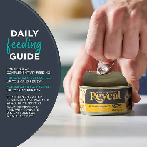 Miniatura 4 de Reveal Alimento húmedo natural para gatos, 24 unidades, sin granos, alimento enlatado de ingredientes limitados para gatos, atún con algas marinas