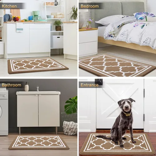 Miniatura 6 de Buganda Alfombra para Puerta Interior, Felpudo Resistente a la Suciedad y Absorbente, Antideslizante, Alfombras de Perfil Bajo para Entrada Marrón