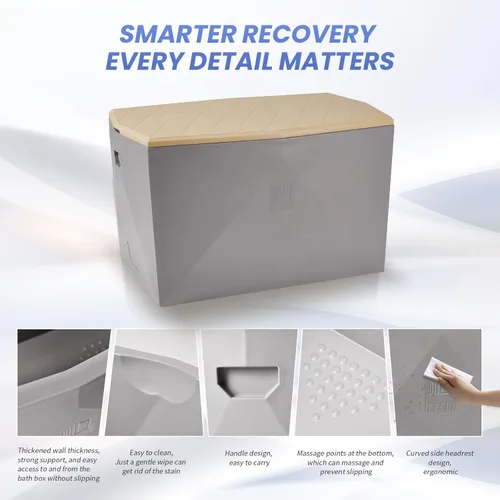 Miniatura 2 de ICECON Bañera de inmersión fría profesional, baño de hielo rotomoldeado resistente para atletas, incluye 4 moldes de bloque de hielo, diseño con Gris