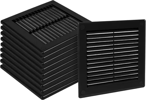 Miniatura 26 de Paquete de 2 cubiertas cuadradas de ventilación de aire de 4" x 4" (tamaño exterior) - Deflector de ventilación de plástico negro - Malla