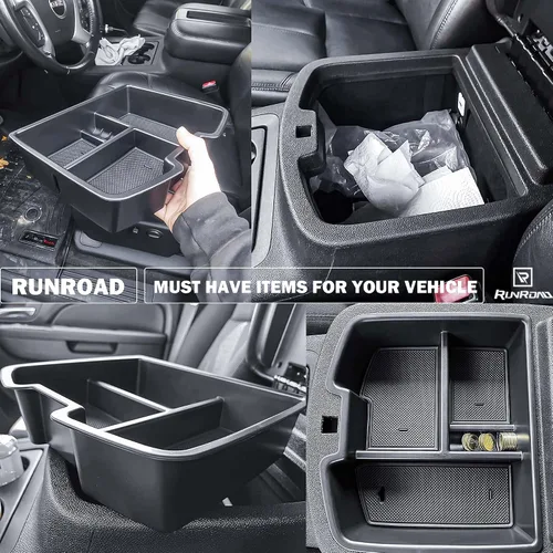 Miniatura 5 de RUNROAD Organizador de consola compatible con 2007-2014 GMC Sierra 2500 3500/Chevy Silverado 2500 3500/Tahoe/Yukon XL/Suburban 1500 y 07-13 Sierra