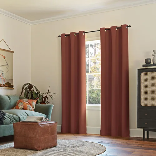 Miniatura 6 de Sun Zero Easton - Panel de cortina opaca con ojales, ahorro de energía, 40" x 95", naranja terracota Terracota Orange