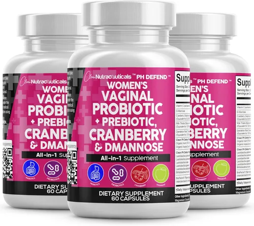 Miniatura 11 de Clean Nutraceuticals Probióticos Vaginales para Mujeres + Prebióticos 20 Mil Millones Pastillas de Arándano con D-Manosa 500 mg para la Salud
