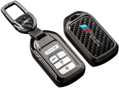 Miniatura 8 de Funda para llavero Honda con llavero, protección de aleación de zinc de fibra de carbono real compatible con 2022 2023 Accord Civic HR-V CR-V Pilot