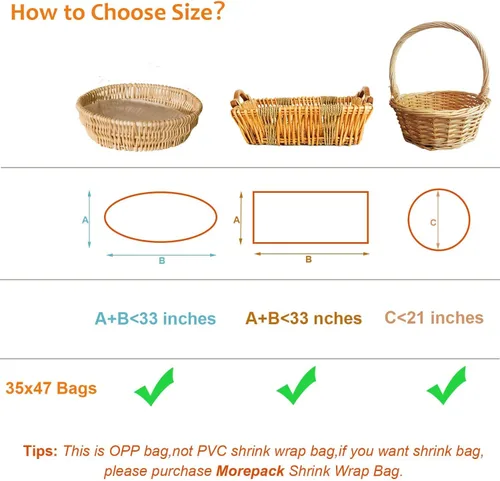 Miniatura 5 de Morepack Bolsas de celofán extra grandes para cestas de regalo de 35 x 47 pulgadas, bolsas de celofán transparente grandes, 20 unidades 20PZAS