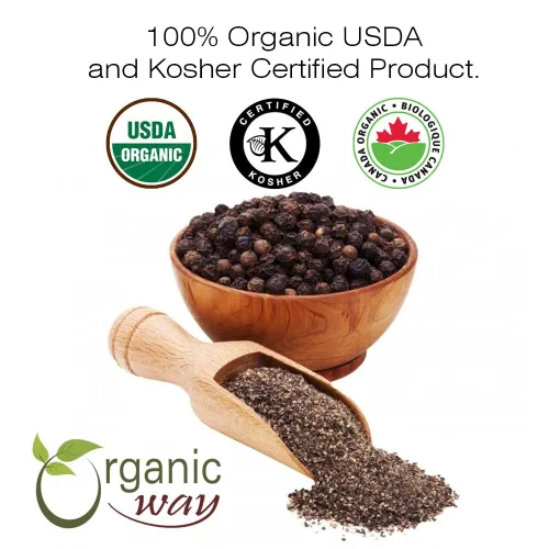 Miniatura 3 de Organic Way Pimienta negra en polvo prémium (grano de pimienta Tellicherry negra) – Añade sabor y aroma Certificado orgánico y Kosher Crudo, sin