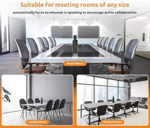 Miniatura 6 de TOUCAN Cámara de videoconferencia de 360 grados, cámara web HD 1080p con 4 micrófonos de reducción de ruido, altavoz, seguimiento AI, funciona