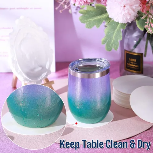 Miniatura 5 de TaoBary 400 Piezas Posavasos Desechables de Papel a Granel 1MM, 4 Pulgadas Posavasos Redondos de Cartón en Blanco para Bar Bebidas Manualidades DIY