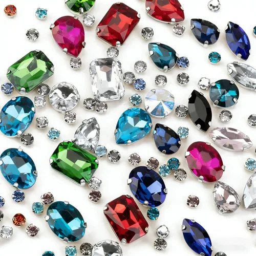 Miniatura 19 de Diamantes de imitación dorados, Choupee Diamantes de imitación para coser, Gemas de vidrio para coser, Joyas para ropa, manualidades de ropa, Garra