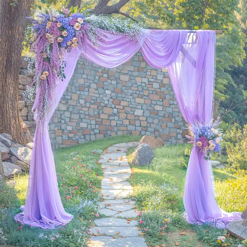Miniatura 15 de gogoparti Tela drapeada para arco de boda, cortinas de arco burdeos, cortina de telón de fondo transparente para ceremonias, fiestas, cabinas