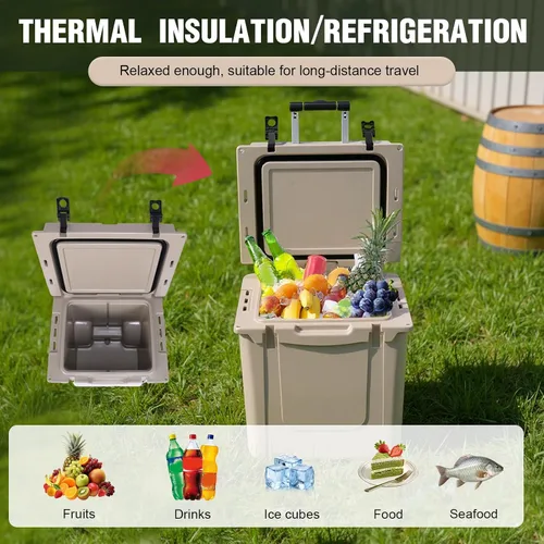 Miniatura 2 de Enfriador duro aislado de 5 L, caja enfriadora portátil para exteriores con cierre hermético a prueba de fugas, enfriador rodante con mango