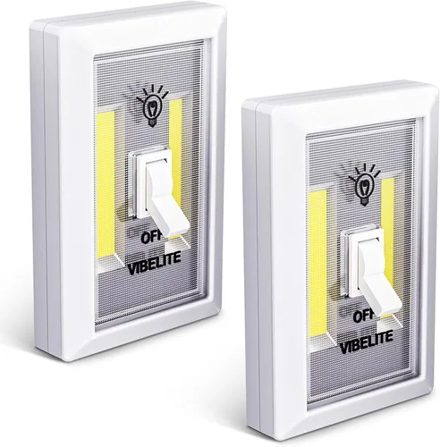 VIBELITE Luz de armario, luz de interruptor a batería, luz táctil, luces nocturnas de empuje, montaje inalámbrico de pared debajo del gabinete,