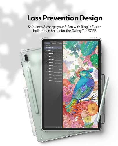 Miniatura 5 de Ringke Fusion - Funda diseñada para Galaxy Tab S7 FE de 12.4 pulgadas (2021), parte trasera dura transparente a prueba de golpes, con soporte