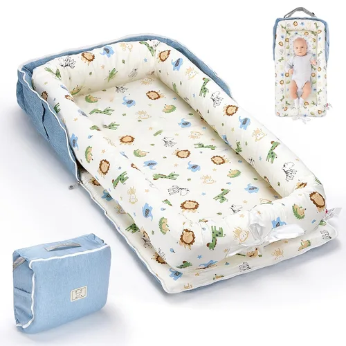 Tumbona para bebé recién nacido, tumbona portátil transpirable para bebé de 0 a 24 meses, nido para bebé de tamaño ajustable de doble propósito para