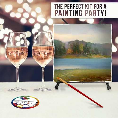 Miniatura 7 de U.S. Art Supply Kit de fiesta de pintura artística para 6 personas, 6 caballetes, juego de pintura acrílica de 12 colores, 12 paneles de lienzo, 6