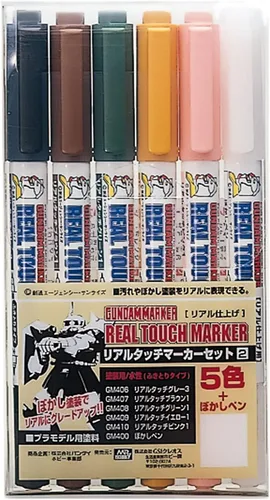 Marcador Gundam GMS113 Real Touch Marker Set 2 (5 Colores + 1 Set Transparente)