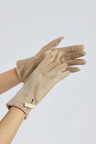 Miniatura 19 de Sahabowi Guantes de cuero para clima frío Manopla de lana cálida de invierno para mujeres