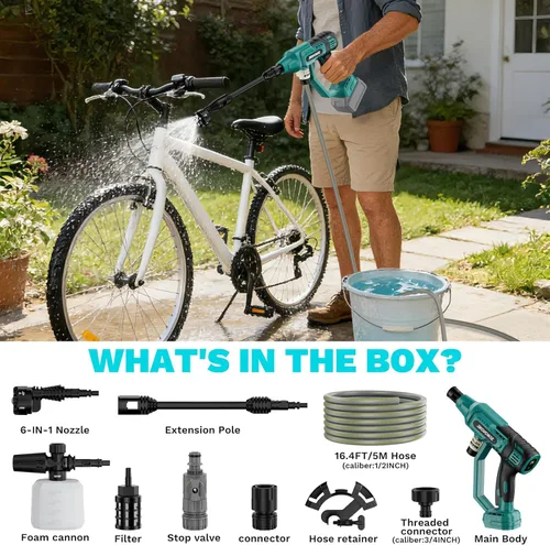 Miniatura 7 de Lavadora portátil inalámbrica compatible con batería Makita de 18 V, herramienta de limpieza portátil de mano con motor sin escobillas, boquilla 6