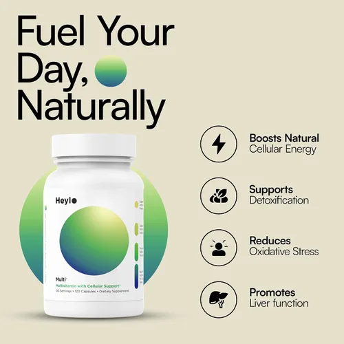 Miniatura 2 de Heylo Multi+ Suplemento multivitamínico avanzado – Aumenta la energía, mejora el apoyo inmunológico, proporciona protección antioxidante, promueve