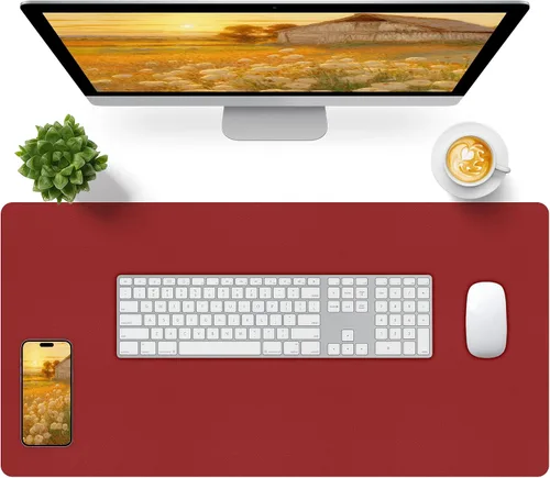 Miniatura 23 de Bloss Almohadilla de escritorio de cuero y reposamuñecas para teclado, alfombrilla grande para mouse + almohadilla para teclado + soporte de muñeca