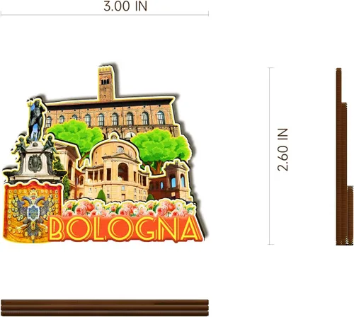 Miniatura 3 de Imán de madera de Italia Bolonia 3D para nevera, recuerdos coleccionables, decoración hecha a mano, artesanías 2