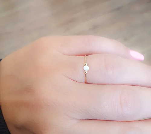 Miniatura 4 de Anillo de ansiedad anti estrés, anillo giratorio de ópalo blanco ajustable para aliviar el estrés