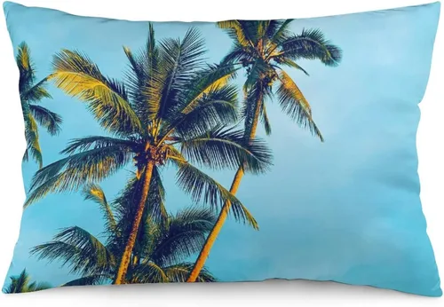 Miniatura 28 de Protector de almohada de playa con palmeras tropicales de 16 x 14 pulgadas, palmeras de playa, paisaje marino costero, decorativo, rectangular