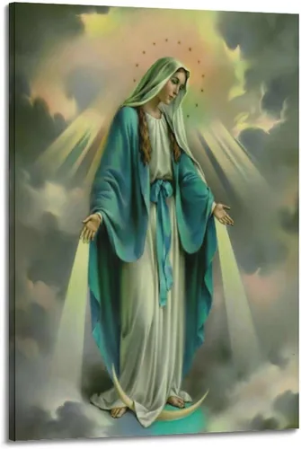 Póster vintage de la Virgen María, pintura al óleo, arte religioso, pósteres estéticos e impresiones sobre lienzo, póster de arte de pared para