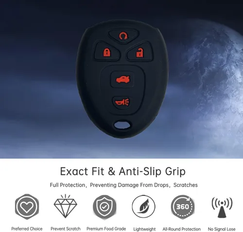 Miniatura 5 de Funda para llavero de Cobalt Malibu: Funda protectora de silicona de 5 botones para mando a distancia Compatible con Chevy Suburban Lacrosse Impala