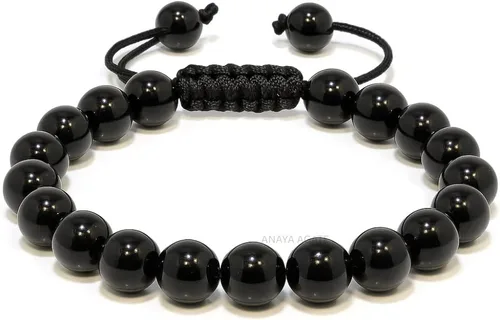 Miniatura 237 de Adjustable Crystal Bracelet – Gemstone Bead Bracelet with Adjustable Macrame String – Chic Gemstone Bracelet for Men and Women – 8mm Round Healing