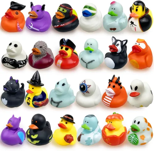Paquete de 24 Patos de Goma de Halloween Juguetes de Baño para Niños Pequeños Niños Niñas Juguetes de Halloween Favores de Fiesta de Halloween