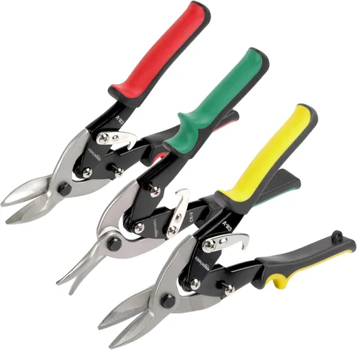 Miniatura 2 de Amazon Basics Juego de tijeras de aviación de 3 piezas, corte izquierdo, derecho y recto