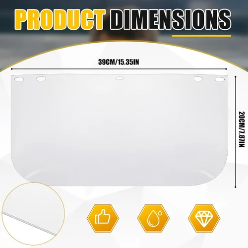 Miniatura 2 de Kingdder 12 protectores faciales transparentes de repuesto para moler y cortar, 15 x 8 x 0.04 pulgadas de seguridad para protección facial