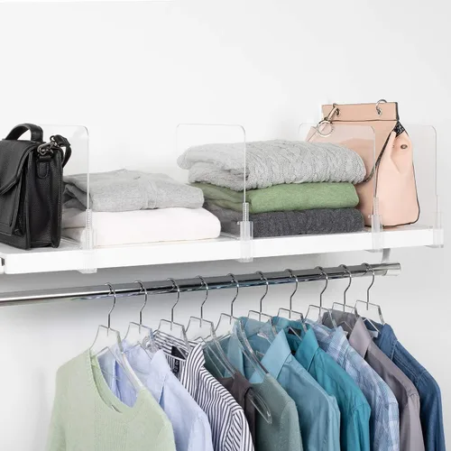 Miniatura 7 de J&V TEXTILES Divisor y separador de estante de armario de acrílico, ideal para almacenamiento y organización en dormitorios, baños, estantes