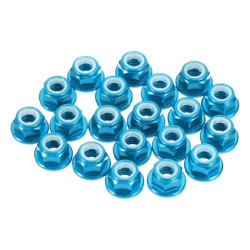 Miniatura 30 de MECCANIXITY 30 piezas de tuercas de bloqueo de aleación de aluminio M5 con paso de 0.8 mm, tuercas hexagonales con brida de nylon con rosca dentada