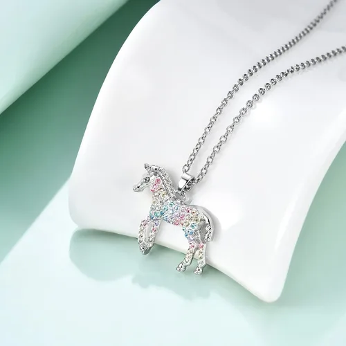 Miniatura 2 de Collar de caballo, lobo, jirafa, dinosaurio, regalos, collar de flamenco, elefante, perezoso, llama, sirena, joyería para mujeres