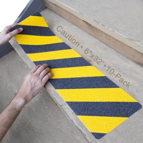 Miniatura 24 de LifeGrip - Peldaños de tracción antideslizantes (paquete de 10), 4 x 28 pulgadas, amarillo y negro, cinta de mejor agarre con textura