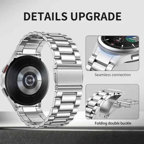 Miniatura 3 de Lenrao Compatible con Galaxy Watch 6/Watch 5, correa clásica de 1.57 a 1.77 pulgadas, correa de metal de acero inoxidable