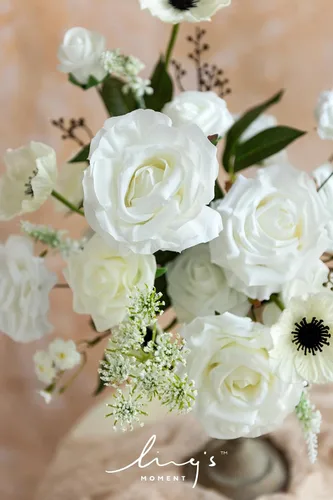 Miniatura 3 de Ling's moment Caja de flores falsas, tallos de vegetación artificiales artificiales, rosas de espuma, hojas de seda de amapola, flor fábica