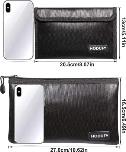 Miniatura 2 de Hodufy Bolsa de dinero ignífuga: bolsas pequeñas ignífugas de 10.6 x 6.7 pulgadas y 5 x 8 pulgadas, sobre de almacenamiento seguro para depósito