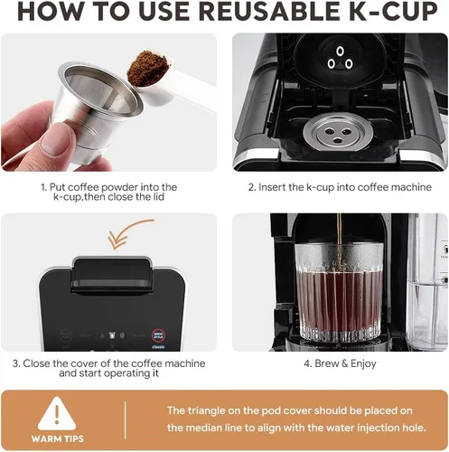 Miniatura 7 de Cápsulas Ninja K Cups reutilizables de acero inoxidable compatibles con la máquina Ninja CFP201 CFP301 Dual Brew Pro, cápsulas de café rellenables 1
