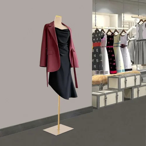 Miniatura 6 de Vestido de maniquí femenino con forma de torso, forma de vestido femenino con altura ajustable, cuerpo de maniquí para exhibición de joyas de vestir