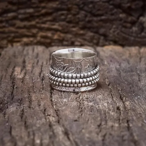 Miniatura 5 de Natural Larimar Spinner Ring – 925 Sterling Silver Handmade Gemstone Ring, Unique Statement Jewelry, Fidget Anxiety Ring, Protection & Worry Ring