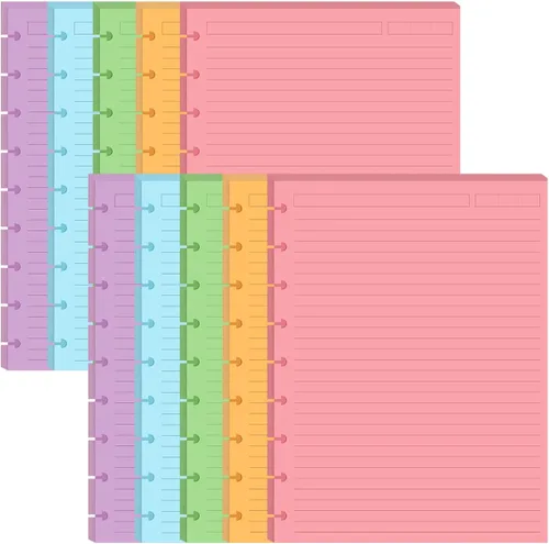 Miniatura 7 de Insertos preperforados de 5 líneas de color para Happy Planners con 9 discos, papel suelto de tamaño clásico con 100 hojas/200 páginas, 20 hojas por