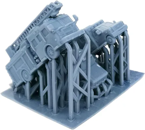 Miniatura 3 de Outland Models Juego de camiones de rescate de paisajes de ferrocarril: Camión de incendios/ambulancia/remolque Escala 1:160 N