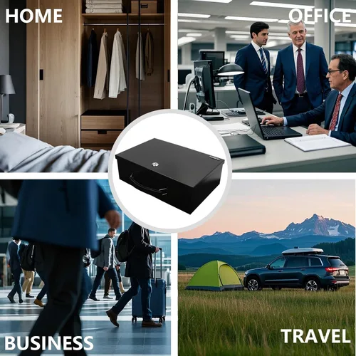 Miniatura 6 de Yuanshikj Caja Fuerte Ignífuga con Cerradura para Documentos, Cerradura de Acero de Seguridad con Asa de Transporte, para Artículos Personales
