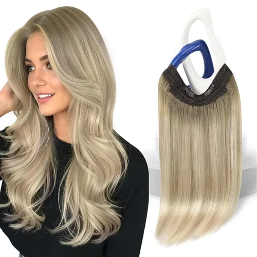 Miniatura 27 de Sunny Hair - Extensiones de cabello humano con banda invisible, color rubio platino (#60), 20 pulgadas